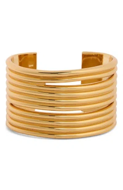 Madewell Cutout Ribbed Cuff Bracelet In Gold