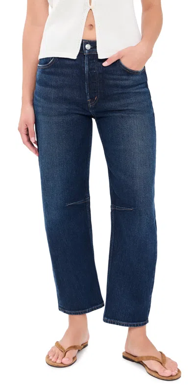 Madewell Darted Barrel Jeans Midnight Stone Wash In Blue