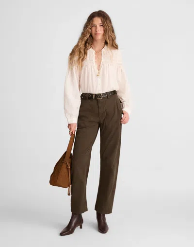 Madewell Darted Barrel-leg Pants In Field Olive