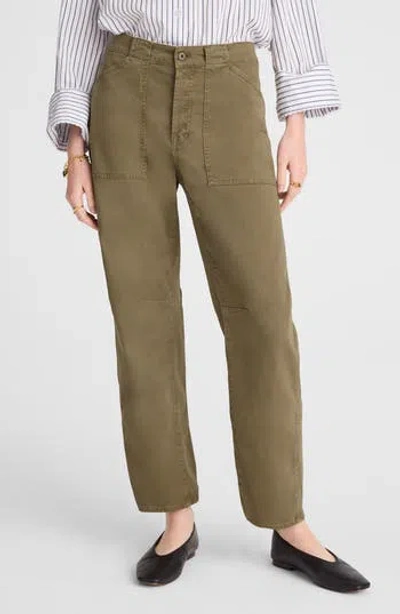 Madewell Darted Barrel Leg Pants In Green