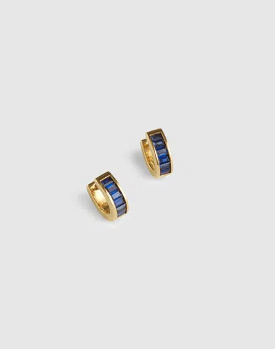 Madewell Demi-fine Baguette Crystal Huggie Hoop Earrings In Blue