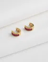 Madewell Demi-fine Baguette Crystal Huggie Hoop Earrings In Red