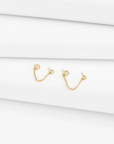 Madewell Demi-fine Chain Double Stud Earrings In 14k Gold