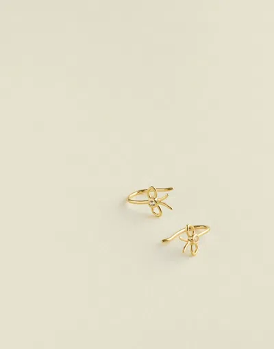 Madewell Demi-fine Crystal Bow Earrings In Gold