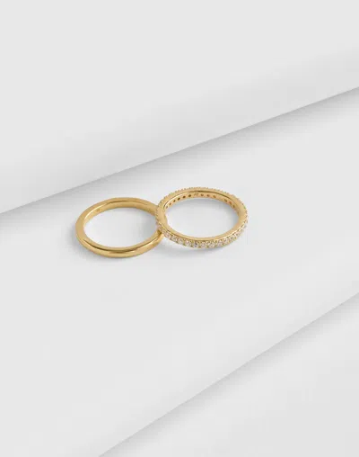 Madewell Demi-fine Crystal Tennis Stacking Ring Set In 14k Gold