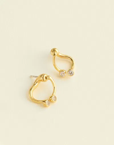 Madewell Demi-fine Crystal Twisted Front-back Earrings In Gold