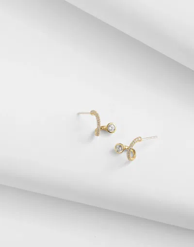 Madewell Demi-fine Floating Crystal Huggie Hoop Earrings In Gold