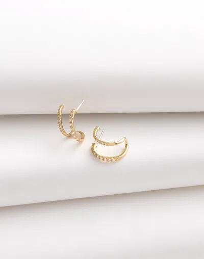 Madewell Demi-fine Pav&eacute; Double Hoop Earrings In Gold