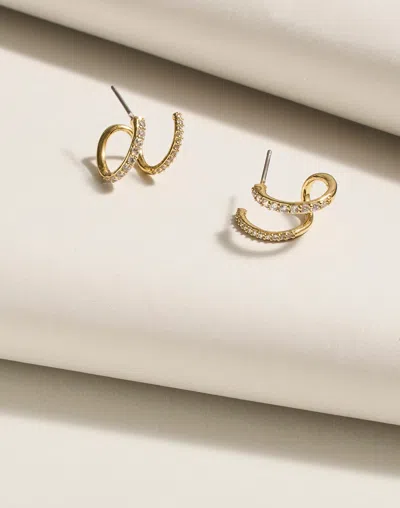 Madewell Demi-fine Pav&eacute; Double Hoop Earrings In Pale Gold