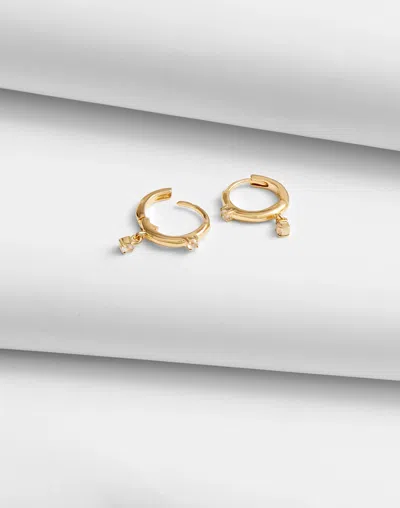 Madewell Demi-fine Sapphire Charm Huggie Hoop Earrings In 14k Gold