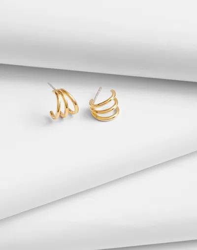 Madewell Demi-fine Triple Ring Huggie Hoop Earrings In 14k Gold