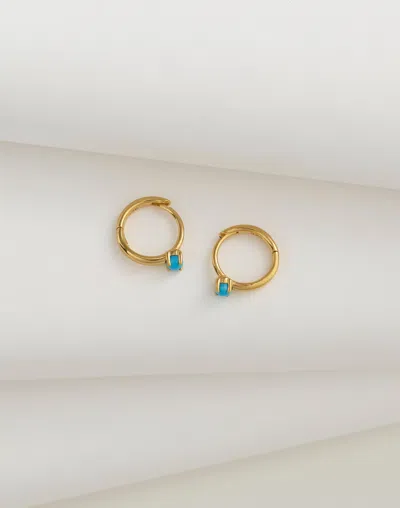 Madewell Demi-fine Turquoise Dotted Huggie Hoop Earrings