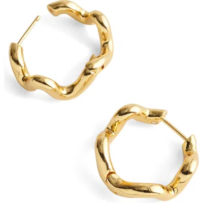 Madewell Demi Fine Wavy Double Hoop Huggie Earrings In Gold