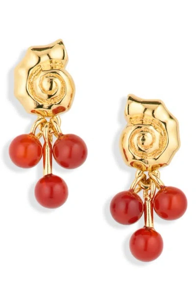 Madewell Demi-fine Beaded Cluster Shell Stud Earrings In Gold