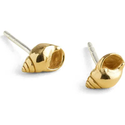 Madewell Demi-fine Shell Stud Earrings In Green