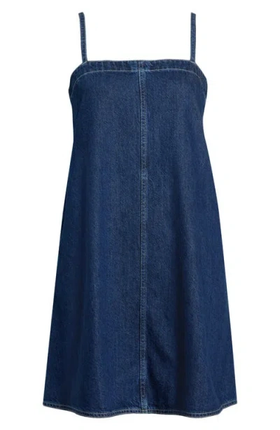 Madewell Denim Mini Shift Dress Rinse Wash In Blue