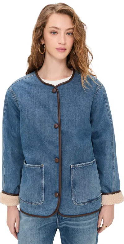 Madewell Denim & Sherpa Jacket In Petersburg Wash Petersburg Wash In Blue
