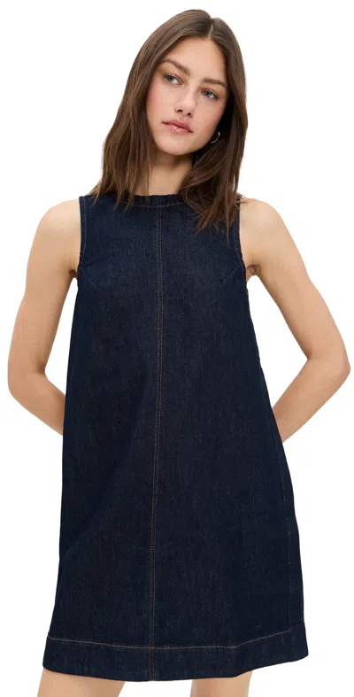 Madewell Boxy Sleeveless Denim Shift Dress In Essex Wash