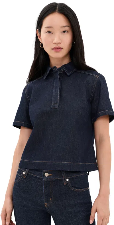Madewell Denim Boxy Polo Shirt Rinse Wash