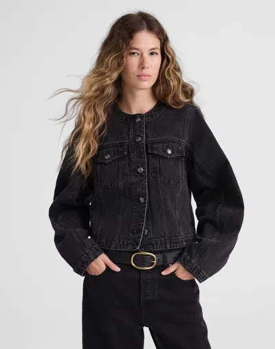 Madewell Denim Cocoon-sleeve Cropped Jacket In Black