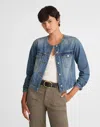 Madewell Denim Cocoon-sleeve Cropped Jacket In Multi