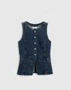 Madewell Denim Crewneck Cutaway Vest In Blue