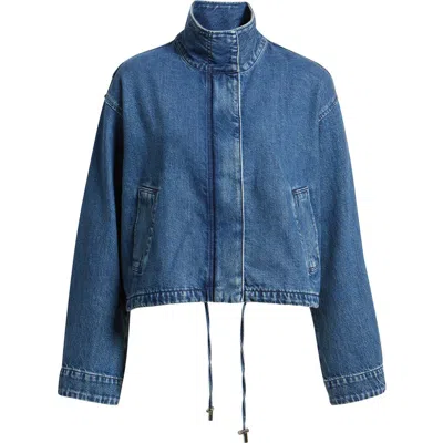 Madewell Denim Crop Field Jacket In Blue