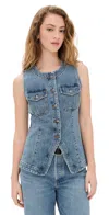 Madewell Denim High Crew Neck Vest Billings Wash In Billings Wash