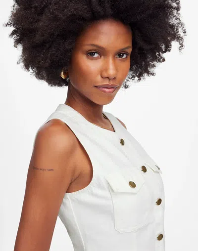 Madewell Denim High Crewneck Vest In Tile White