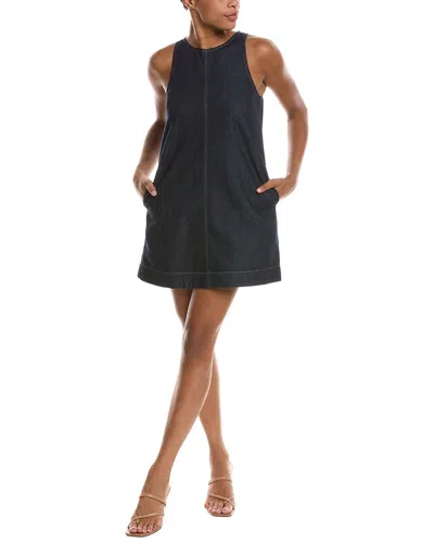 Madewell Denim Linen-blend Shift Dress In Grey