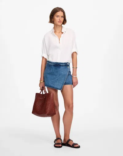 Madewell Denim Micro Mini Skort In Blue