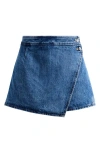 Madewell Denim Micro Mini Wrap Skort In Northam Wash