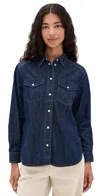 Madewell Denim Oversized Western Shirt Rinse Wash In Blue