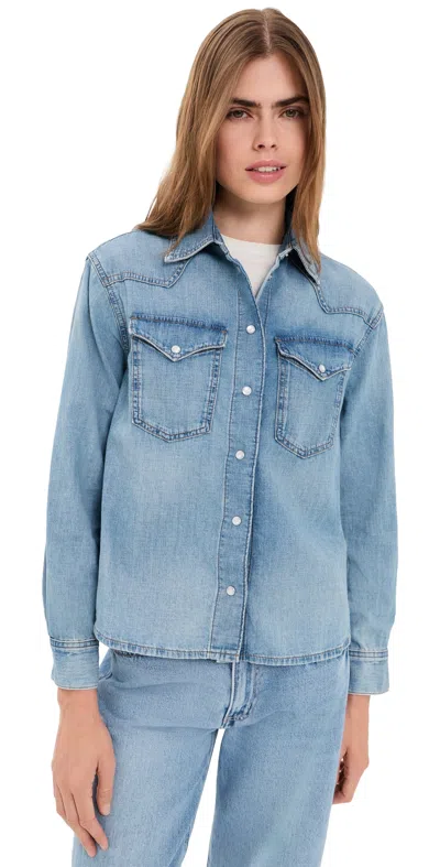 Madewell Denim Oversized Western Shirt Uptown Wash In Blue