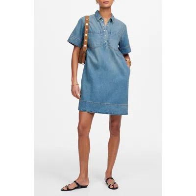 Madewell Denim Popover Dress In Blue