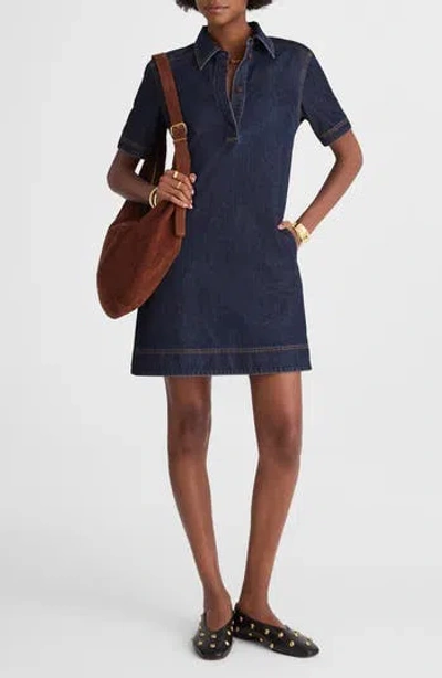 Madewell Denim Popover Minidress In Blue
