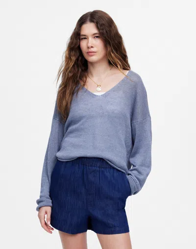 Madewell Denim Pull-on Shorts In Bright Rinse Wash