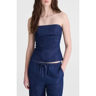 Madewell Denim Ruched Square Neck Camisole In Blue