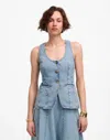 Madewell Denim Scoopneck Cutaway Vest In Brown