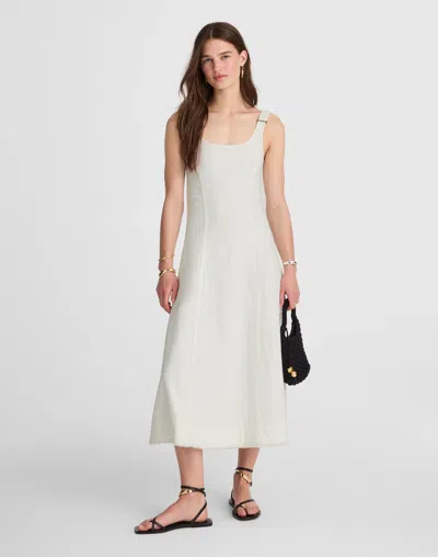 Madewell Denim Scoopneck Midi Dress In White