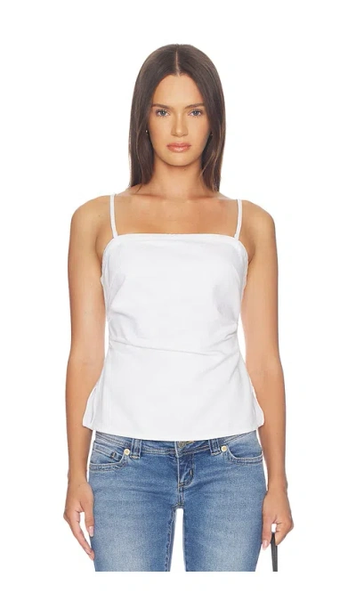Madewell Ruched Square Neck Denim Tank In White