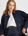 Madewell Corduroy Collar Denim Barn Jacket In Blue