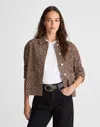Madewell Leopard Print Denim Trapeze Jacket In Brown