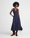 Madewell Denim V-neck Circle Midi Dress In Blue