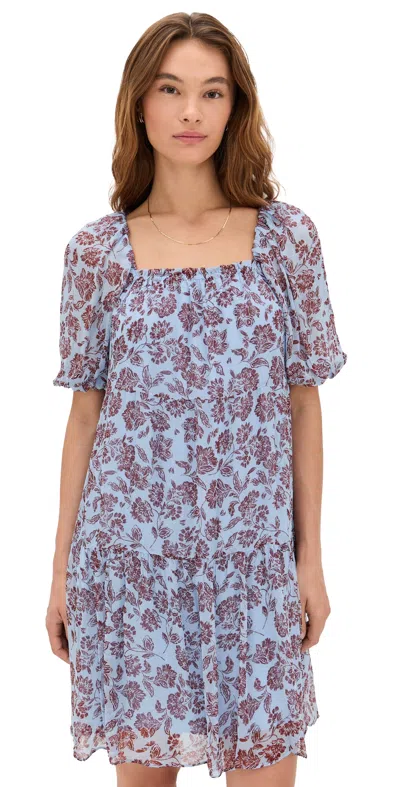 Madewell Floral Puff Sleeve Minidress In Multi