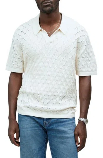 Madewell Diamond Stitch Johnny Collar Polo Sweater In Vintage Lace
