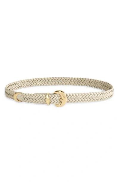 Madewell Domed Buckle Woven Leather Wide Belt In Neutral