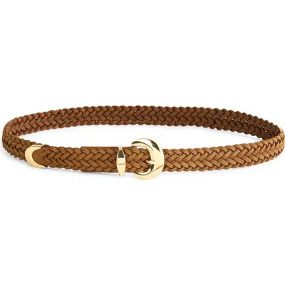 Madewell Domed Buckle Woven Suede Belt In Brown