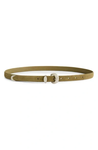 Madewell Domed Suede Buckle Belt In Green