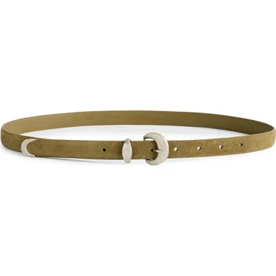 Madewell Domed Suede Buckle Belt In Worn Olive Suede